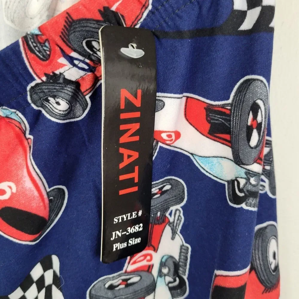 Zinati Race Car Themed Polyester Spandex‎ Ankle Leggings Plus Size OS